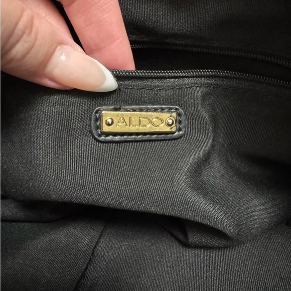 ALDO Black Faux Leather Tote Bag with Gold Hardware - Picture 3 of 7